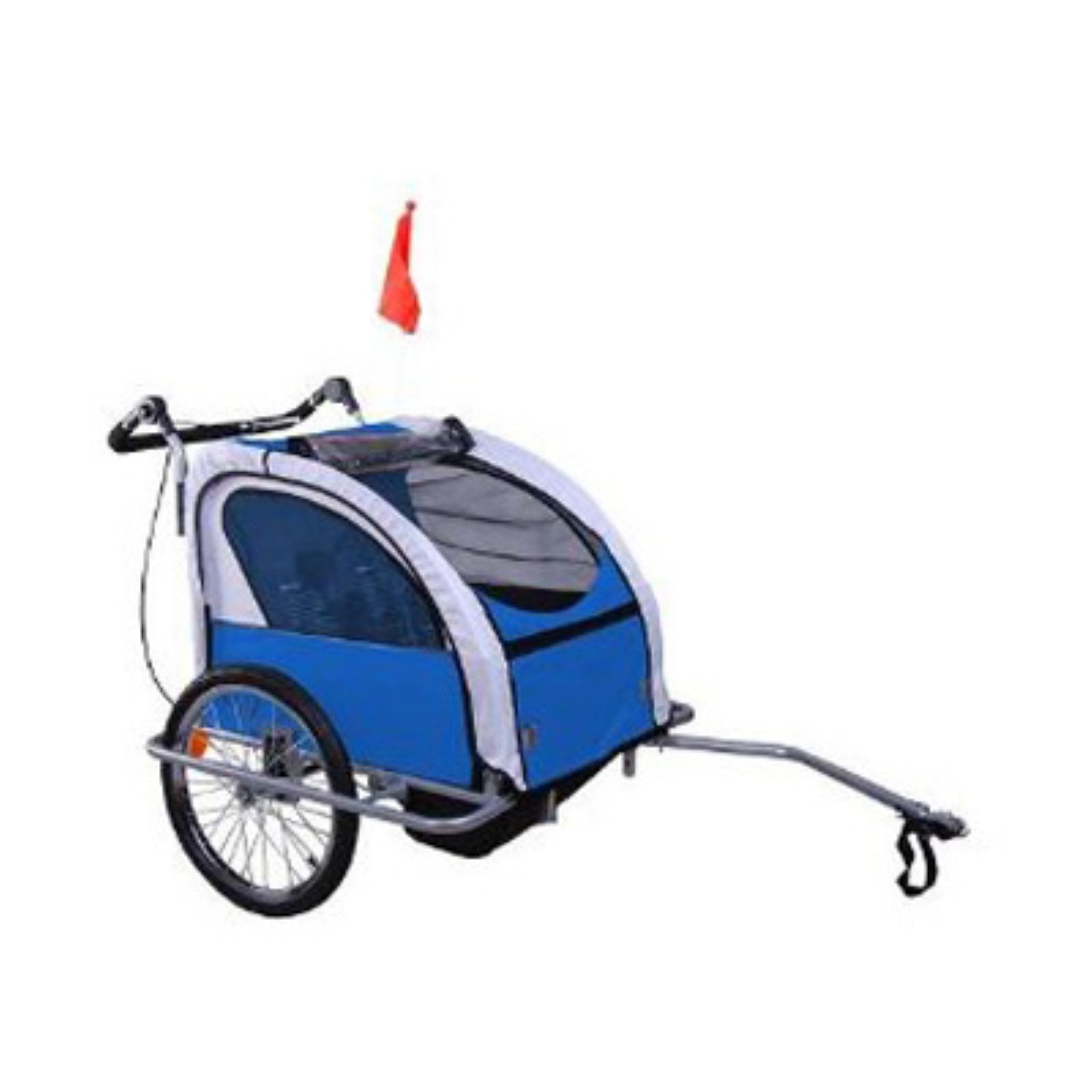 Aosom Elite 360 Swivel 2-In-1 Double Child Two-Wheel Bicycle Cargo Trailer And Jogger With 2 Safety Harnesses, Blue