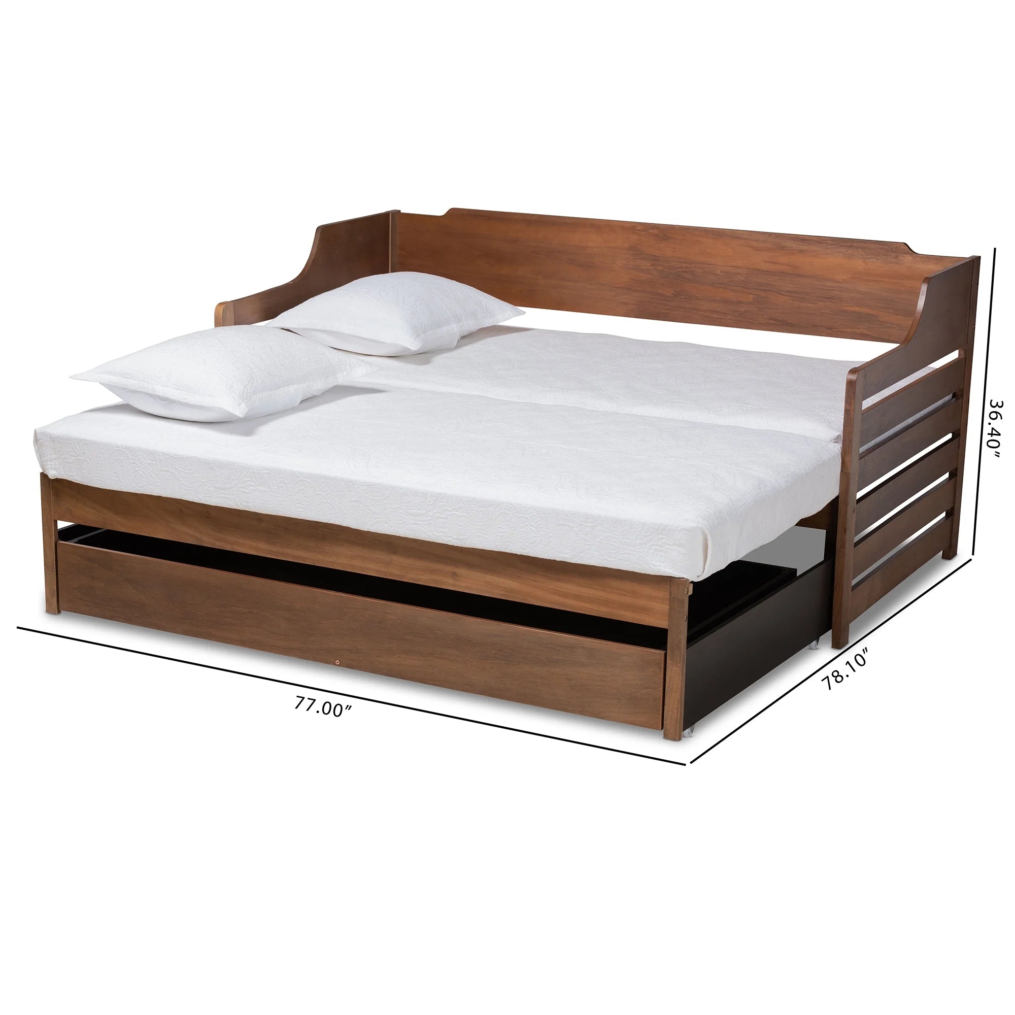 Baxton Studio Jameson Modern and Transitional Walnut Brown Finished Expandable Twin Size to King Size Daybed with Storage Drawer