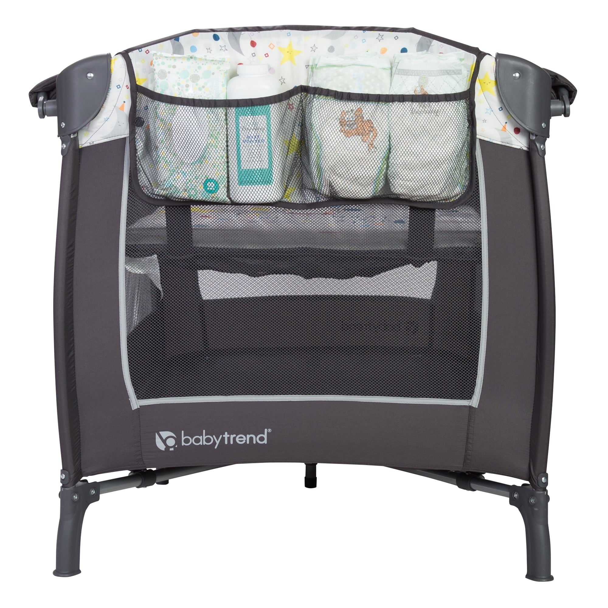 Baby Trend Lil Snooze Deluxe II Nursery Center Playard with Travel Bag - Twinkle Twinkle Little Moon - White