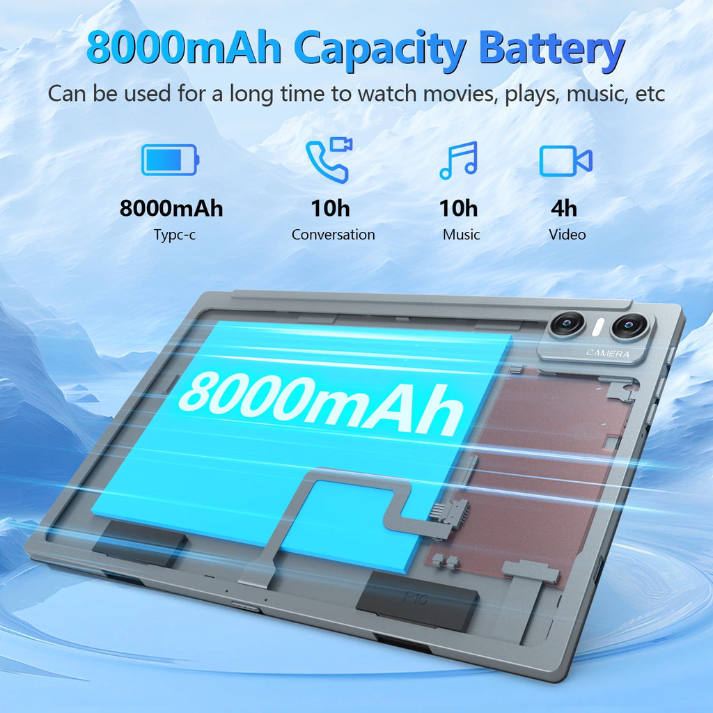 Android 13 Tablet 10.1" Android Tablet, 4gb+64gb Storage Tablet with Keyboard, Google GMS Certified, Dual 13MP+5MP Camera, WiFi, Bluetooth, GPS, IPS Full HD Display