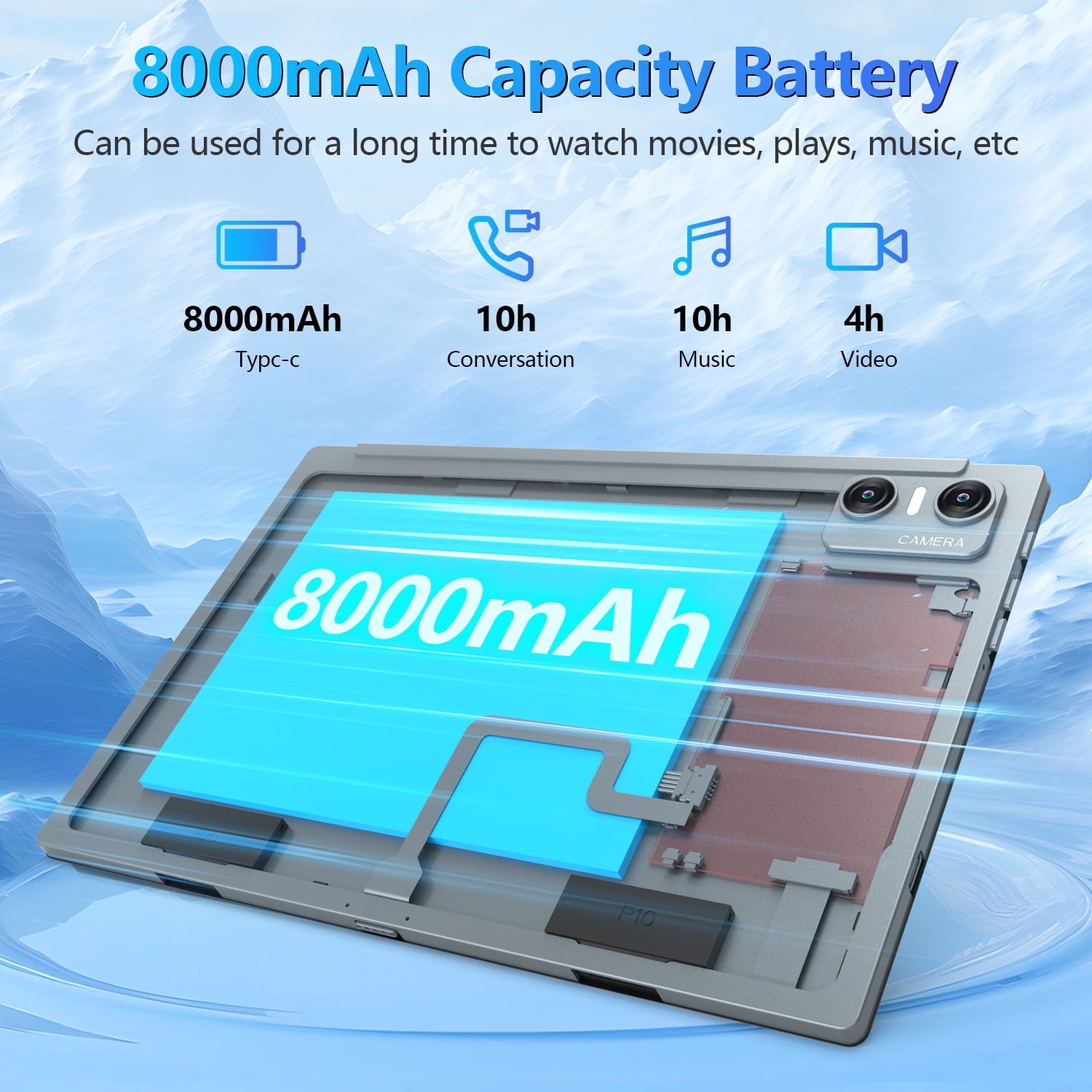 Android 13 Tablet 10.1" Android Tablet, 4gb+64gb Storage Tablet with Keyboard, Google GMS Certified, Dual 13MP+5MP Camera, WiFi, Bluetooth, GPS, IPS Full HD Display