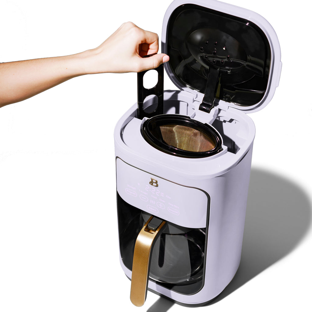 Beautiful 14-Cup Programmable Drip Coffee Maker with Touch-Activated Display, White Icing by Drew Barrymore
