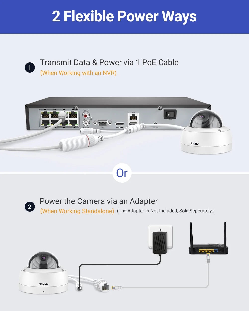 ANNKE 4PCS Ultra HD 8MP Poe Camera 4K Outdoor Indoor Weatherproof Security Network Dome EXIR Night Vision Email Alert CCTV Camera