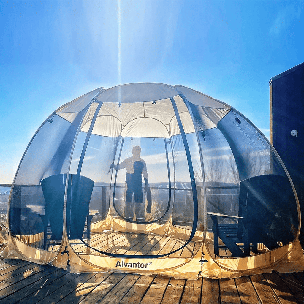 Alvantor Screen House Room Camping Tent Outdoor Canopy Dining Gazebo Pop Up Sun Shade Hexagon Shelter Mesh Walls Not Waterproof 10'x10' Beige