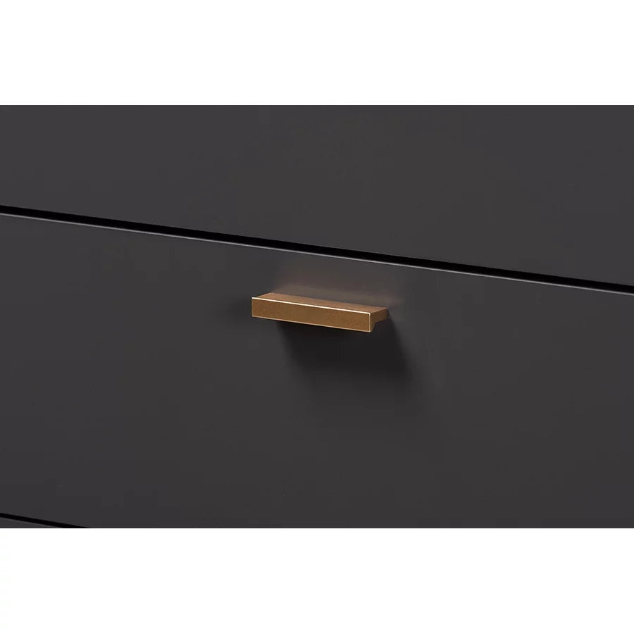 Baxton Studio Kelson Modern and Contemporary Dark Grey and Gold Finished Wood 5-Drawer Chest