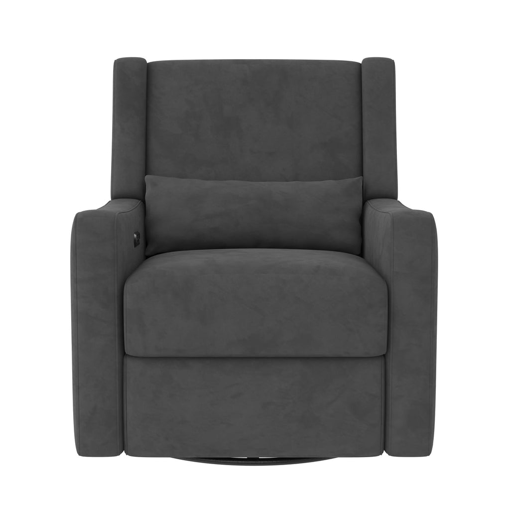 Baby Relax Otto 4-in-1 Nursery Swivel Glider Rocker Power Recliner with USB Ports, Gray Velvet