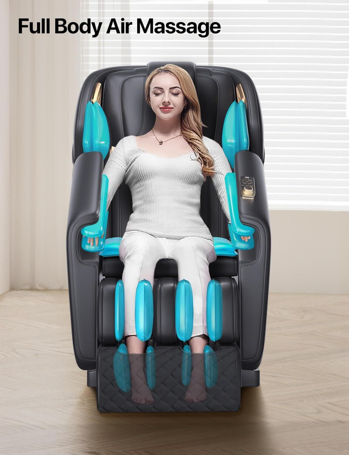 ALLJOY Massage Chair, Full Body Zero Gravity Recliner with Heating, Bluetooth Speaker, Touch Screen, Foot Rollers（Black）