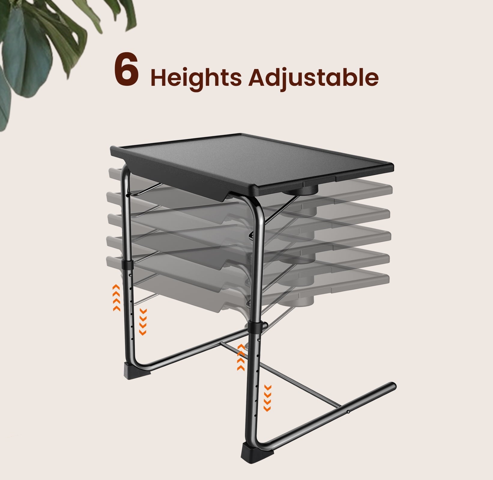 2 Pack Folding 6 Height & 3 Tilt Angles TV Tray Table Set Sofa Desk TV Dinner Tray for Home Office,Black