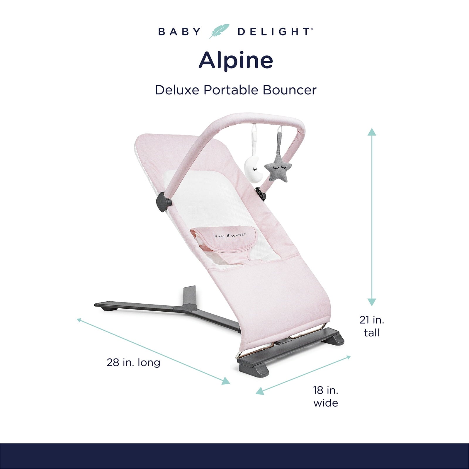 Baby Delight Alpine Deluxe Portable Infant Bouncer - for Use 0-6 Months- Quilted Indigo