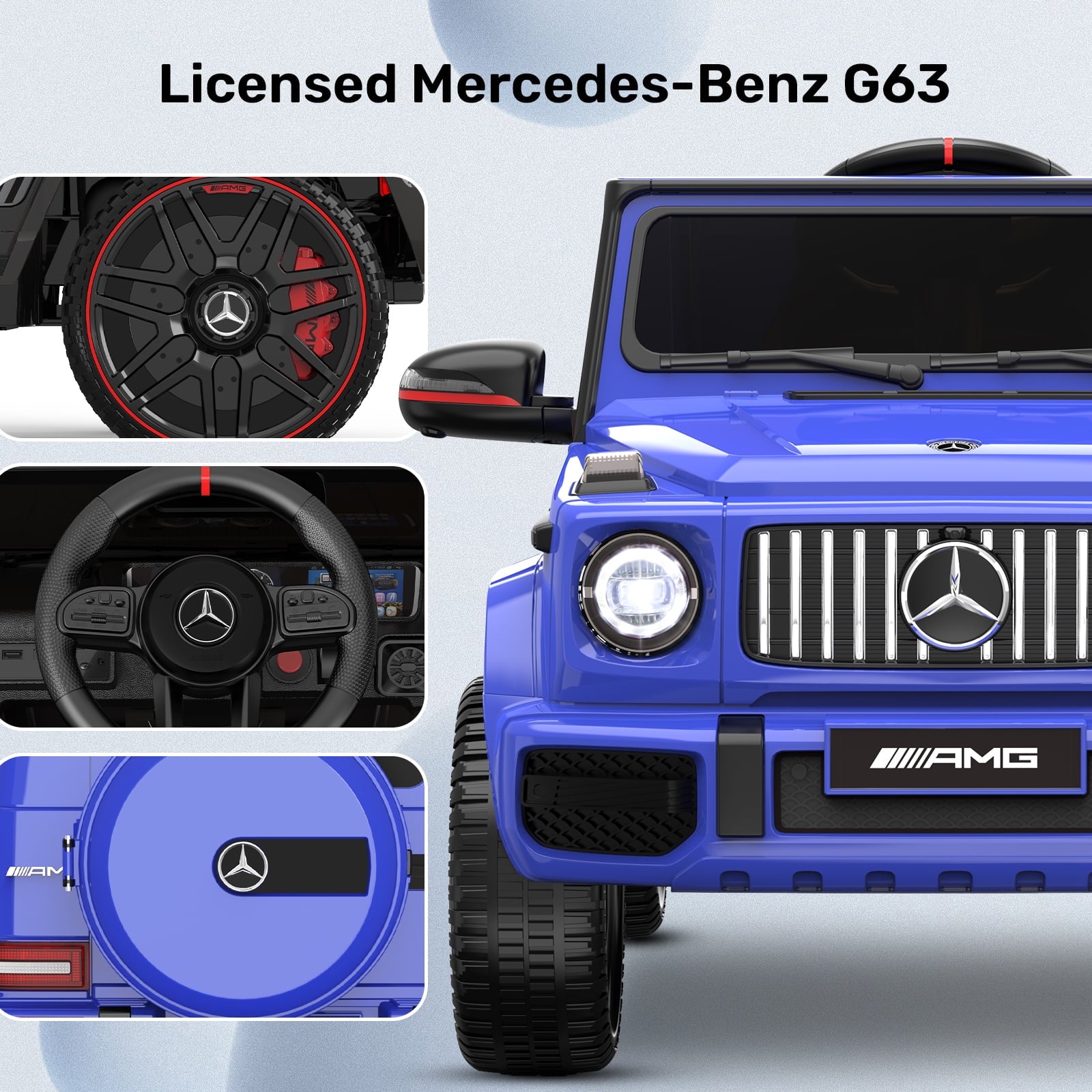 12Volt 1 Seater Mercedes-Benz G63 Licensed Powered Ride on Toy with Remote Control, Gift for Kids Aged 2~4 Years -Red
