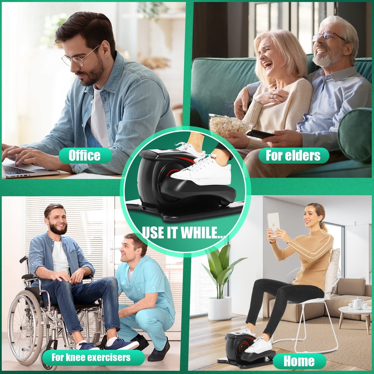 ANCHEER Elliptical Machine Electric Pedal Bike Exerciser Trainer with LCD Monitor Quiet Compact Exercise Under Desk Elliptical for Home Office Use, Blue