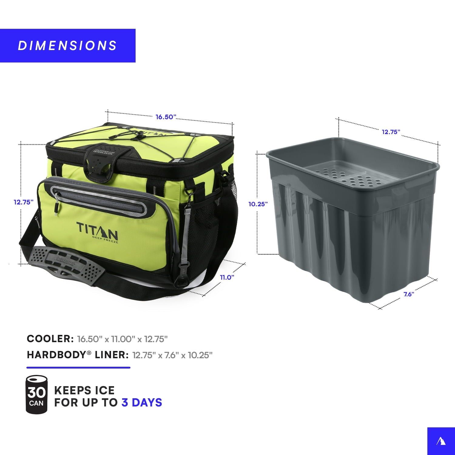 Arctic Zone® Titan Deep Freeze® 30 Can/20 Quart Zipperless Hardbody® Cooler - Citrus