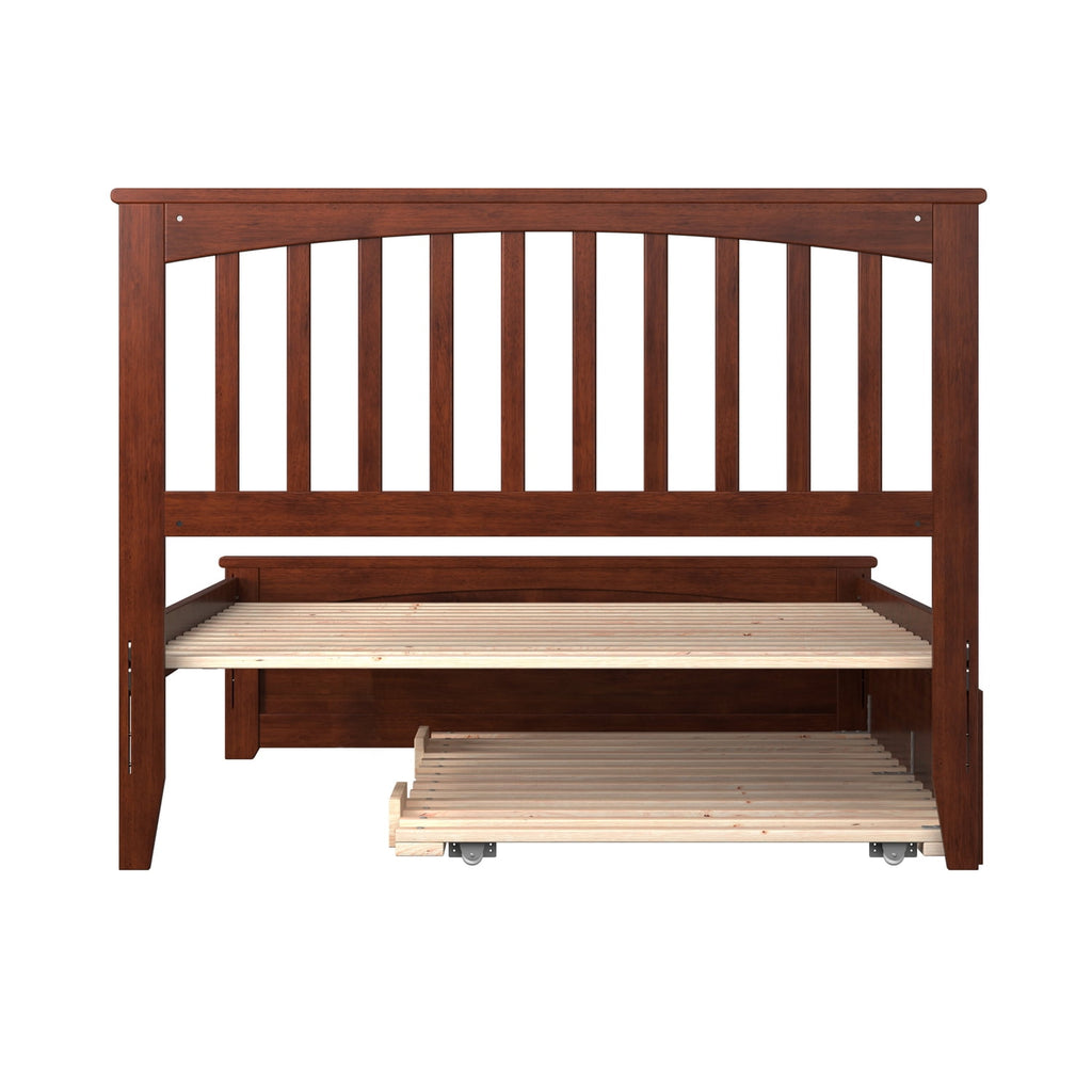 AFI Mission Full Platform Bed with Footboard and Twin Trundle in Walnut