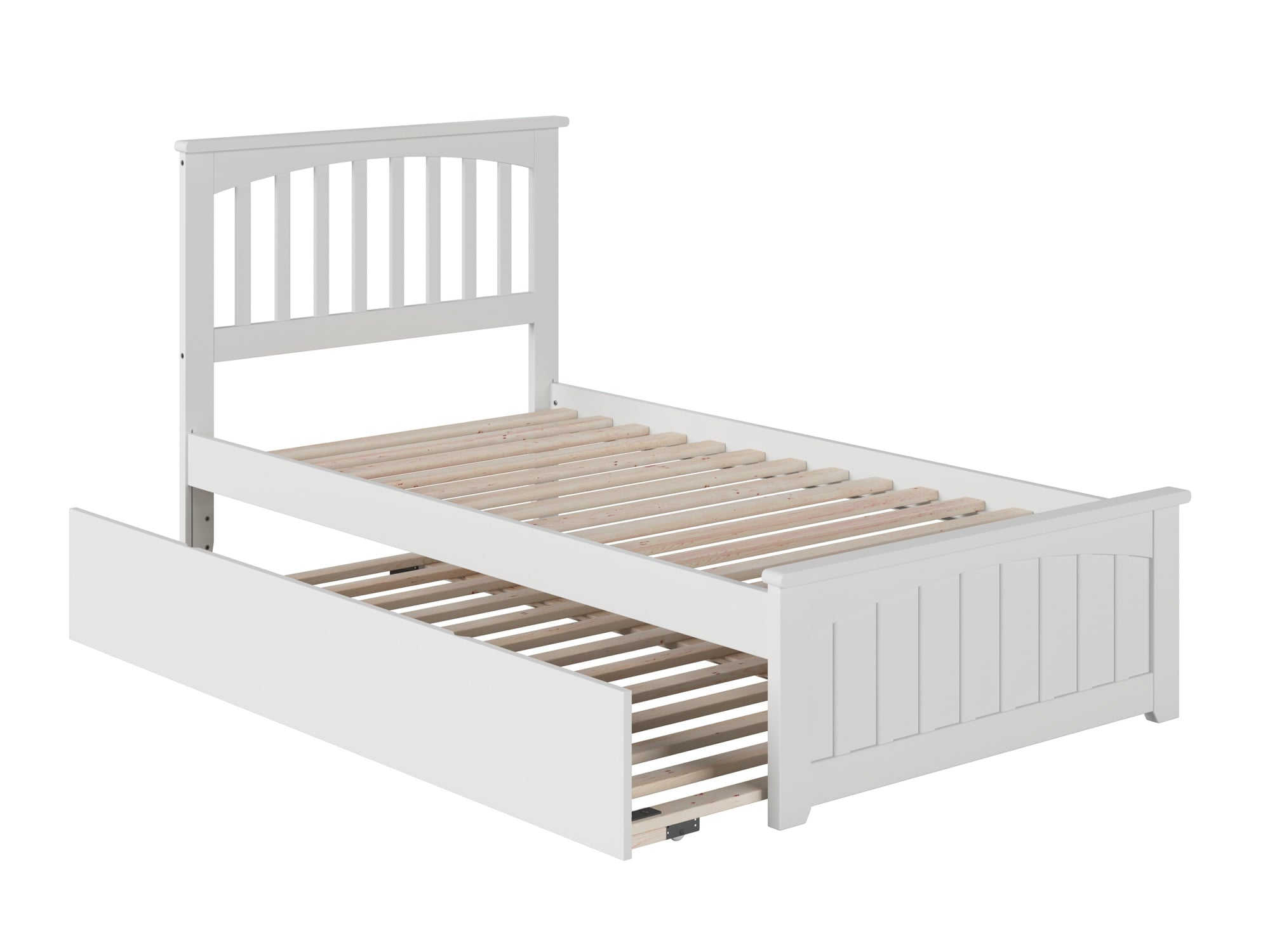 AFI Mission Full Platform Bed with Footboard and Twin Trundle in Walnut