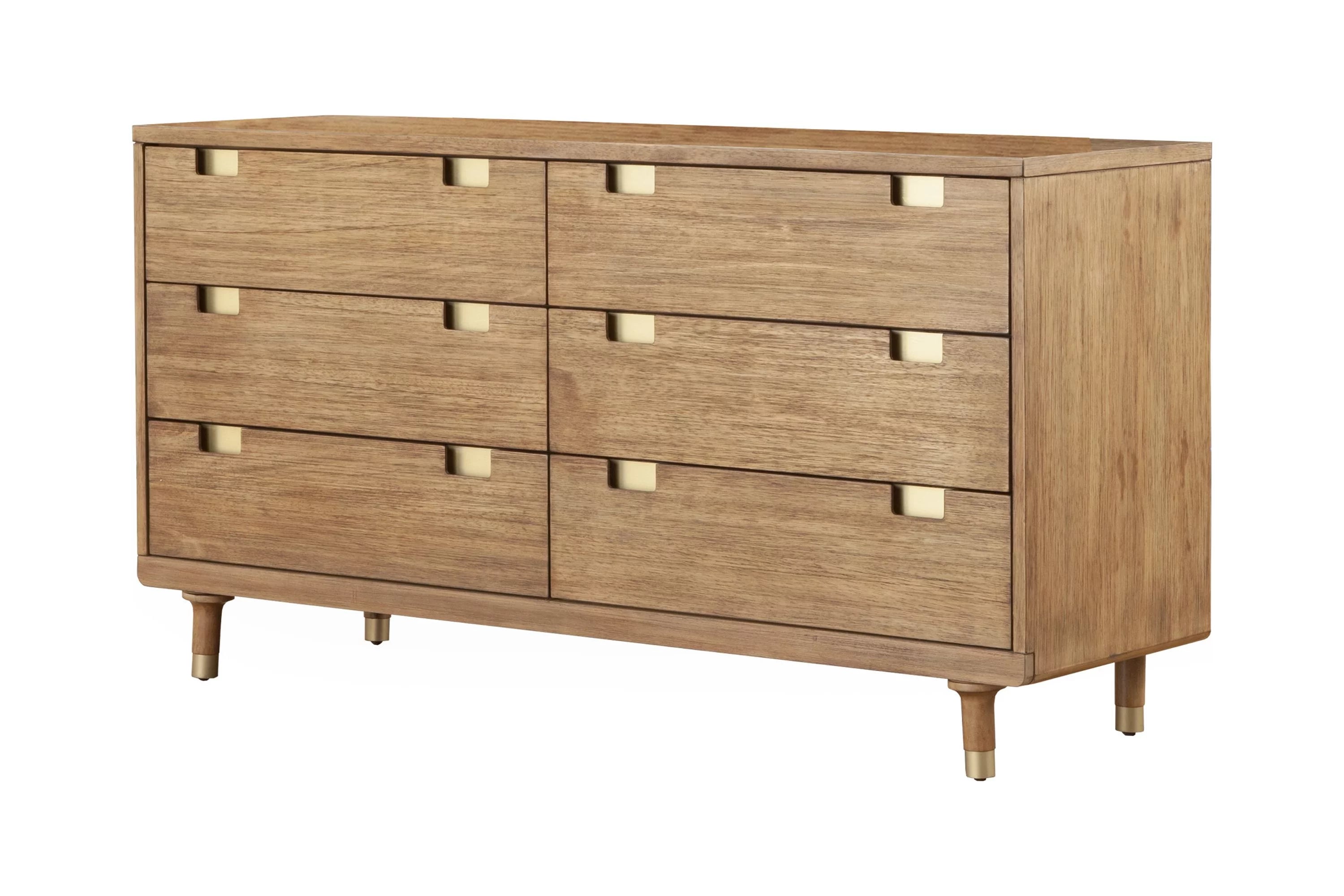 Alpine Furniture Easton Six Drawer Wood Dressser in Sand (Beige)