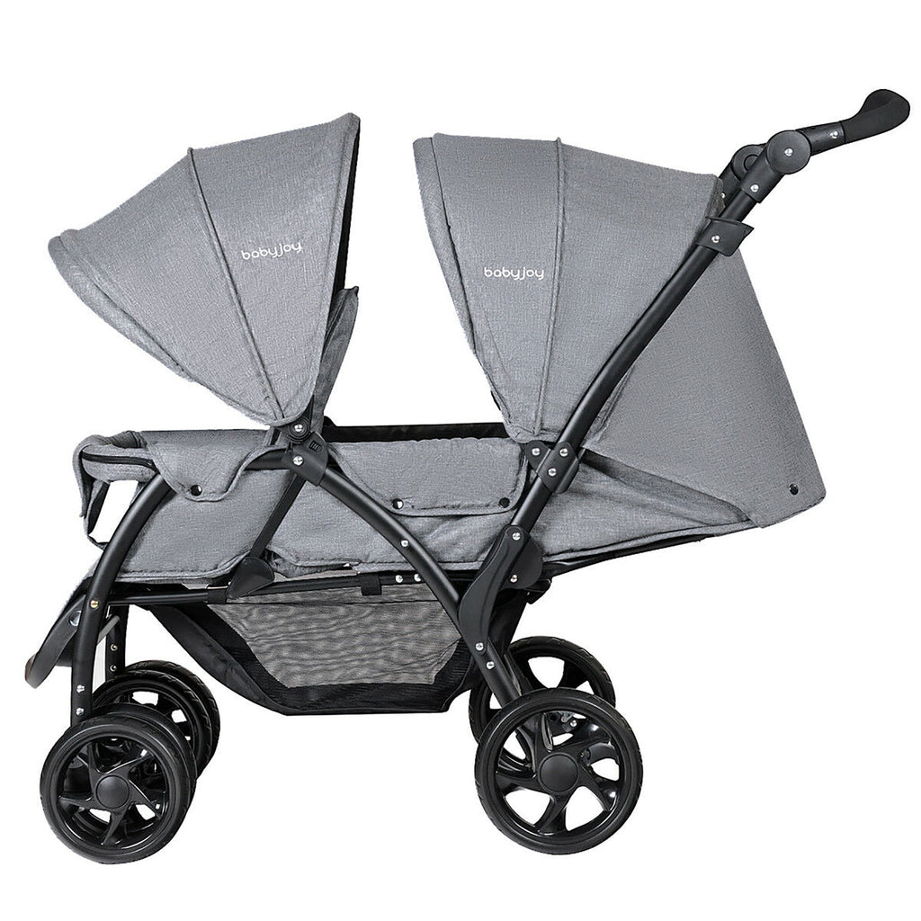 Babyjoy Double Stroller Foldable Baby Twin Lightweight Travel Stroller Infant Pushchair Black