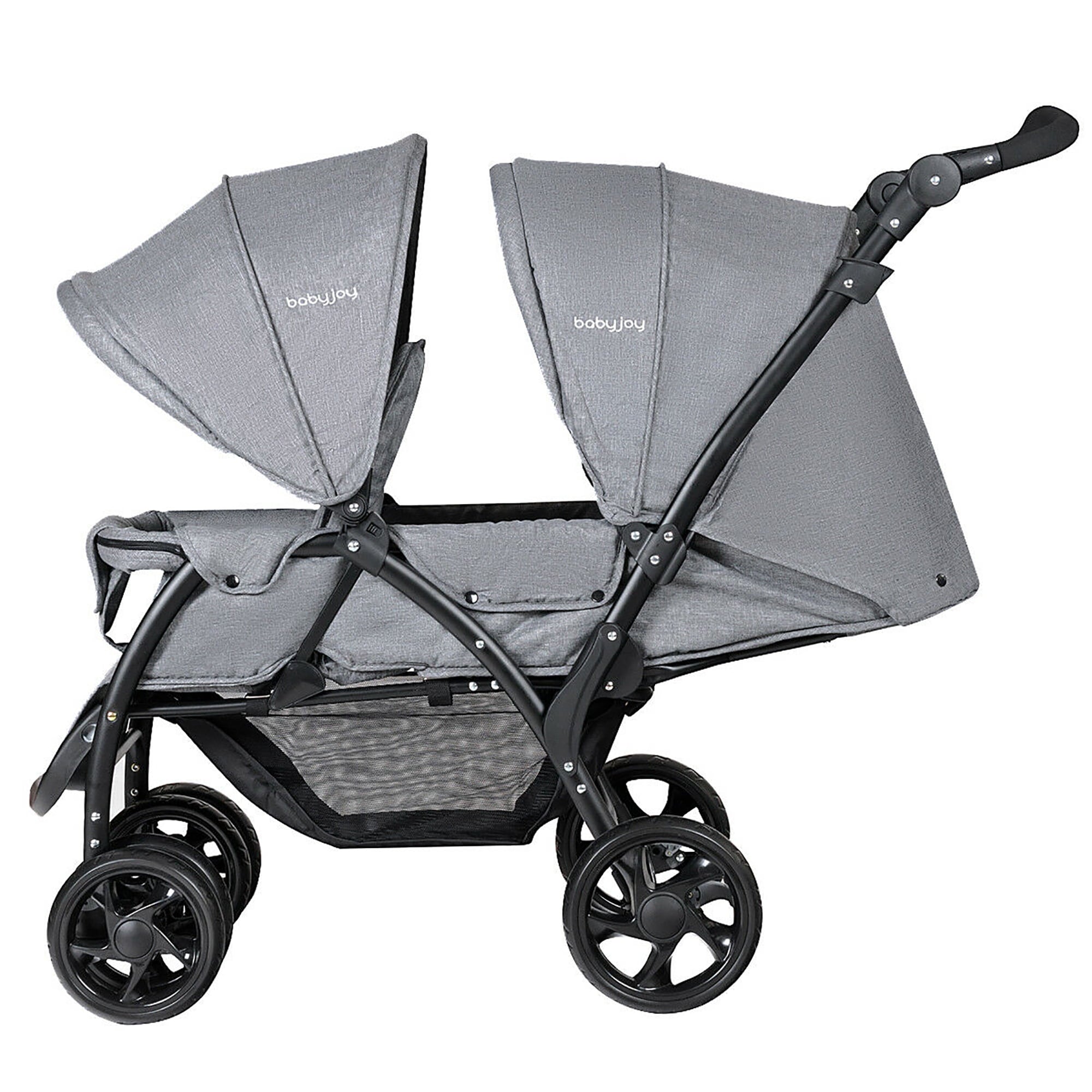 Babyjoy Double Stroller Foldable Baby Twin Lightweight Travel Stroller Infant Pushchair Black