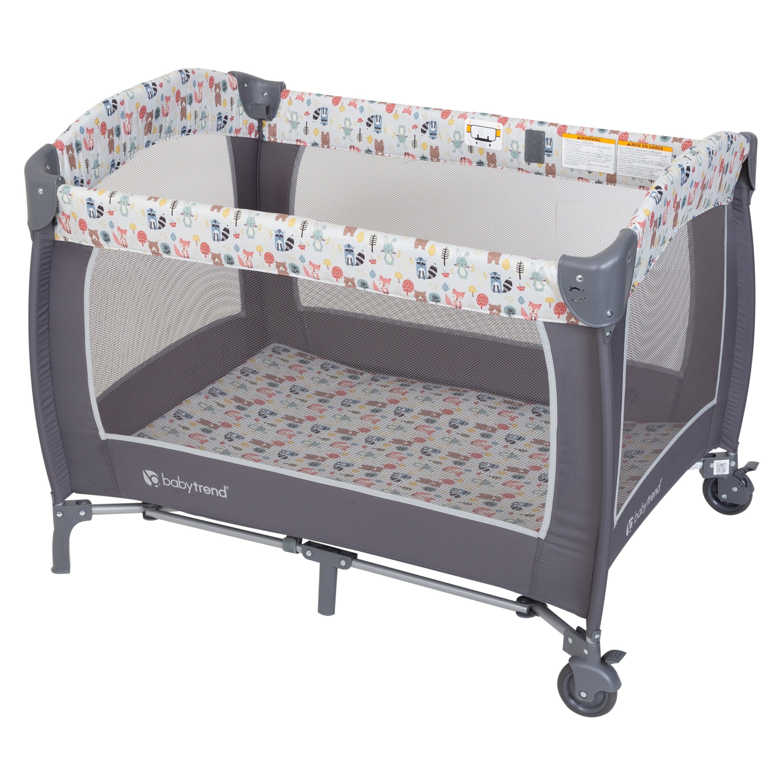 Baby Trend Lil Snooze Deluxe II Nursery Center Playard - Forest Party Gray