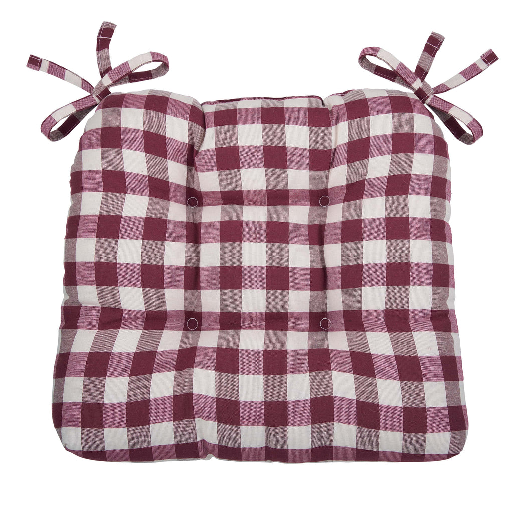Achim Buffalo Polyester & Cotton Tufted Chair Seat Cushions, Checkered  Burgundy, 16 in x 15 in x 3 in, Set of Two