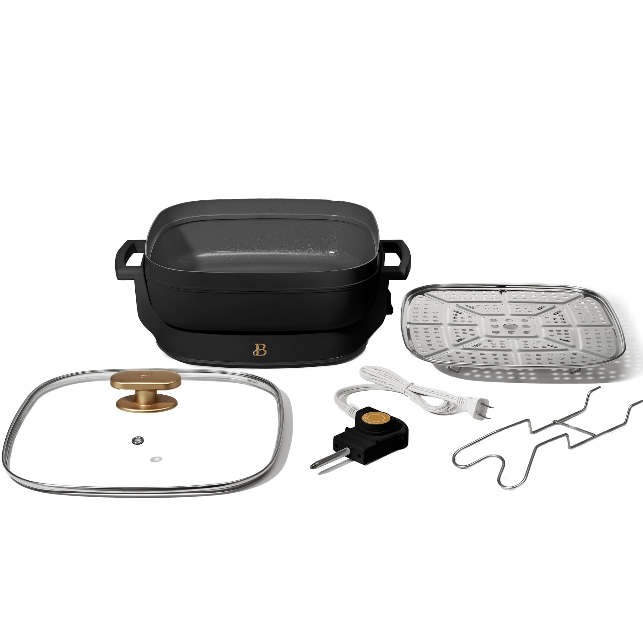 Beautiful 5 in 1 Electric Skillet - Expandable up to 7 Qt with Glass Lid, White Icing by Drew Barrymore