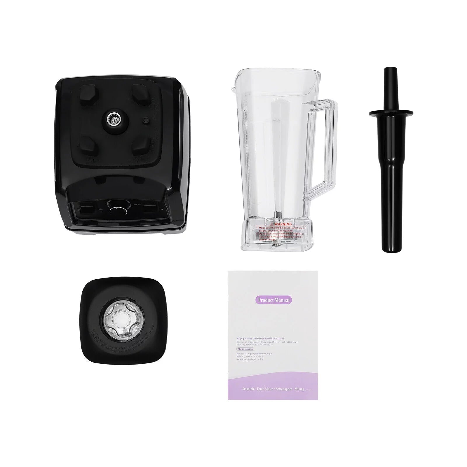 2L Professional Blender Countertop Blender Smoothie Maker Commercial 3HP 2200W(Black)