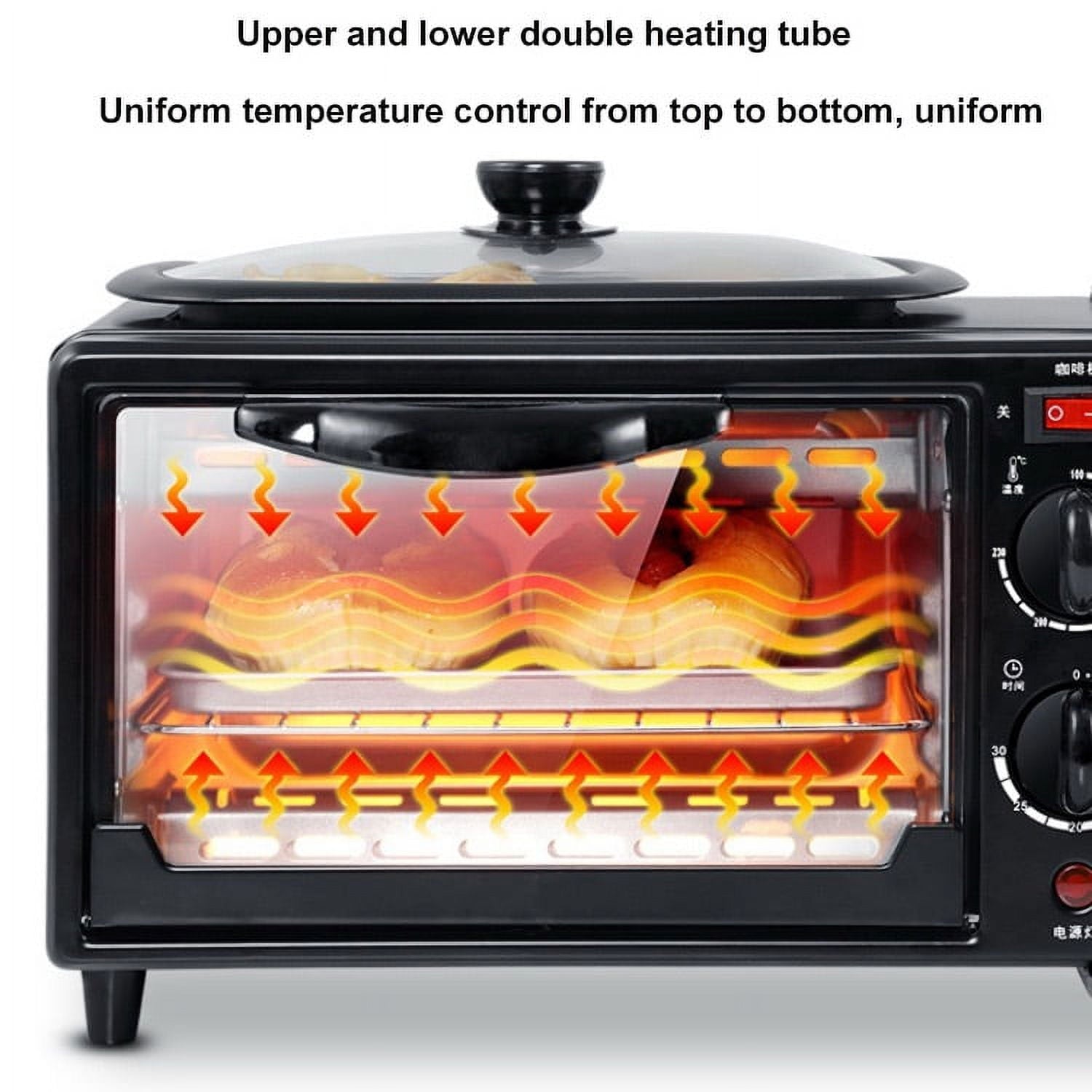 3-in-1 Breakfast Maker Multi-function Coffee Maker, Non-Stick Griddle, and Toaster Oven Household All-in-one Breakfast Machine