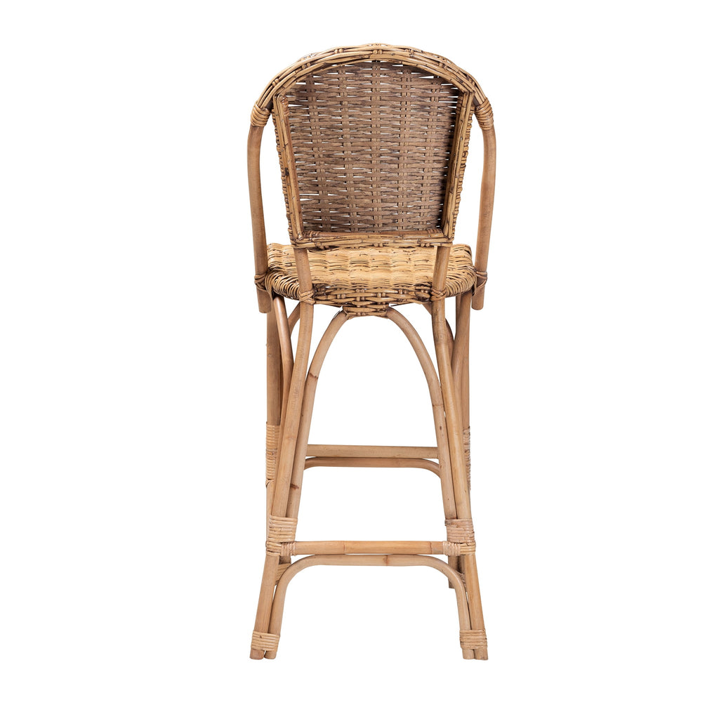 bali & pari Neola Rattan BOHO Bar Stool, Natural Brown