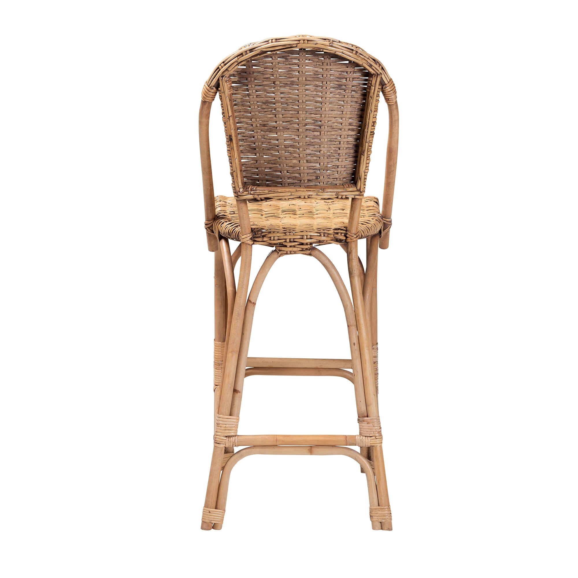 bali & pari Neola Rattan BOHO Bar Stool, Natural Brown