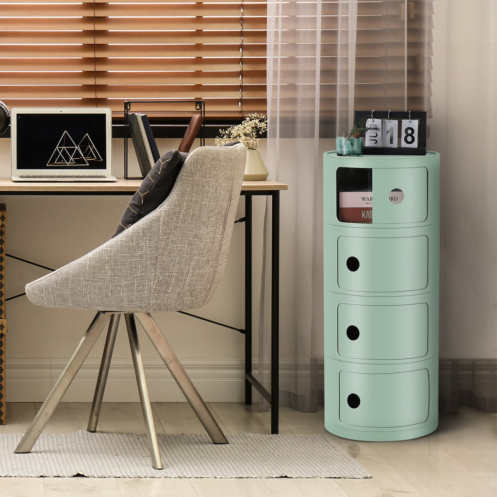 3 Drawer Sliding Barrel Modern Bedroom Nightstand, White