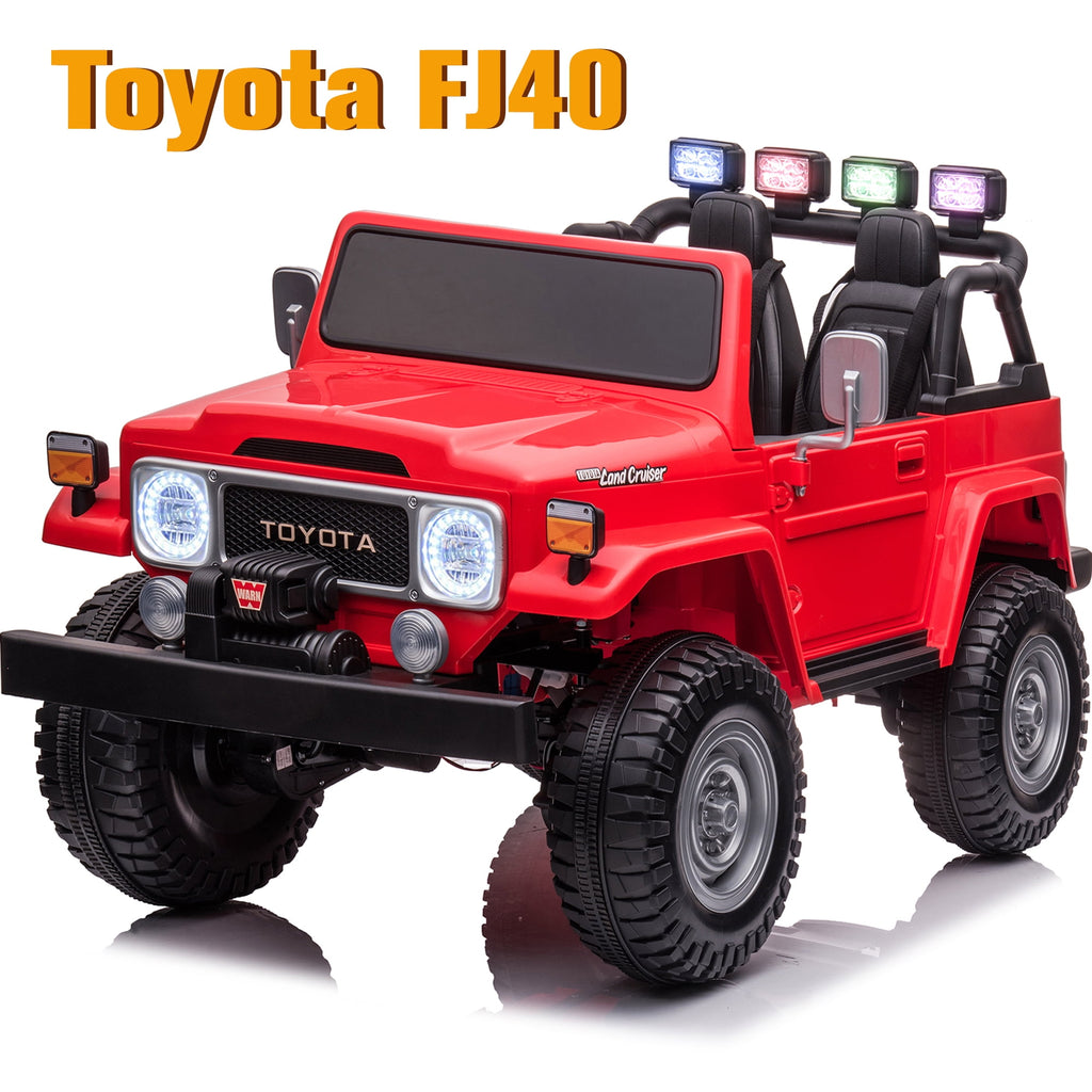 2 Seater 24V Ride on Car, Licensed Toyota Land Cruiser FJ40 Electric Truck with Remote Control, 4x80W Engine, Battery Powered Kid Car to Drive for Boy Girl, White