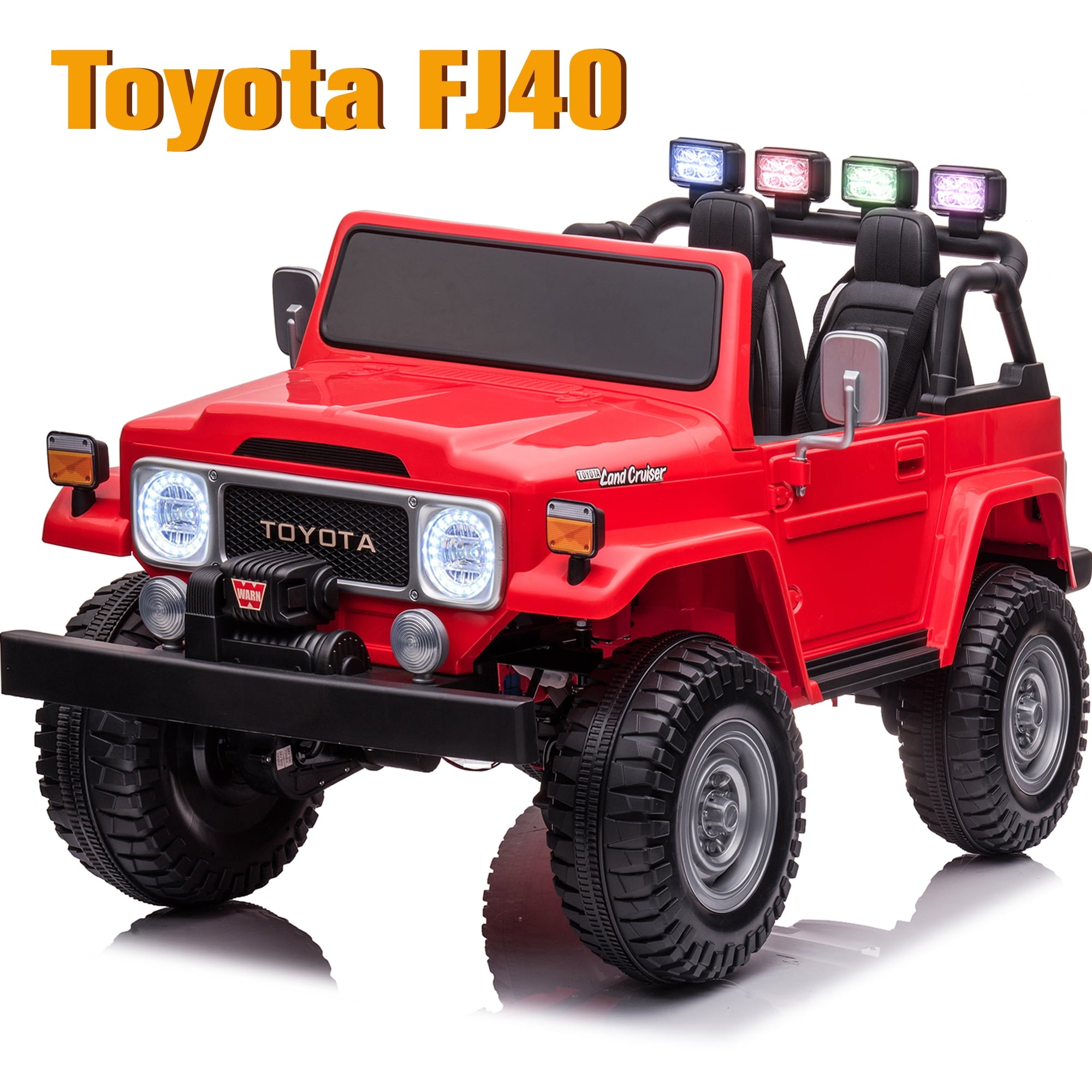 2 Seater 24V Ride on Car, Licensed Toyota Land Cruiser FJ40 Electric Truck with Remote Control, 4x80W Engine, Battery Powered Kid Car to Drive for Boy Girl, White