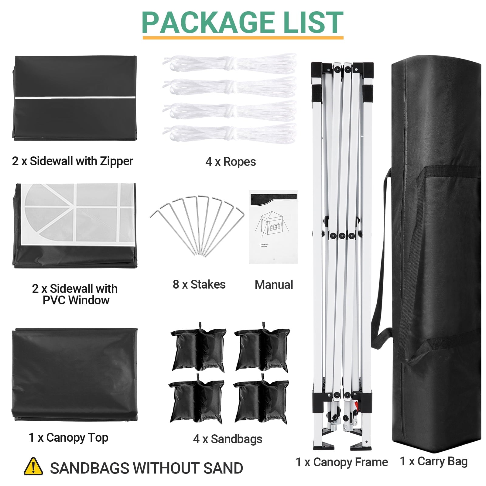 10'x10' EZ Pop Up Canopy with Top Vent, Large Commercial Tent, Waterproof and Sunproof with 4 Removable Sidewalls, Suitable for Weddings come with 4 Sandbags (Black)