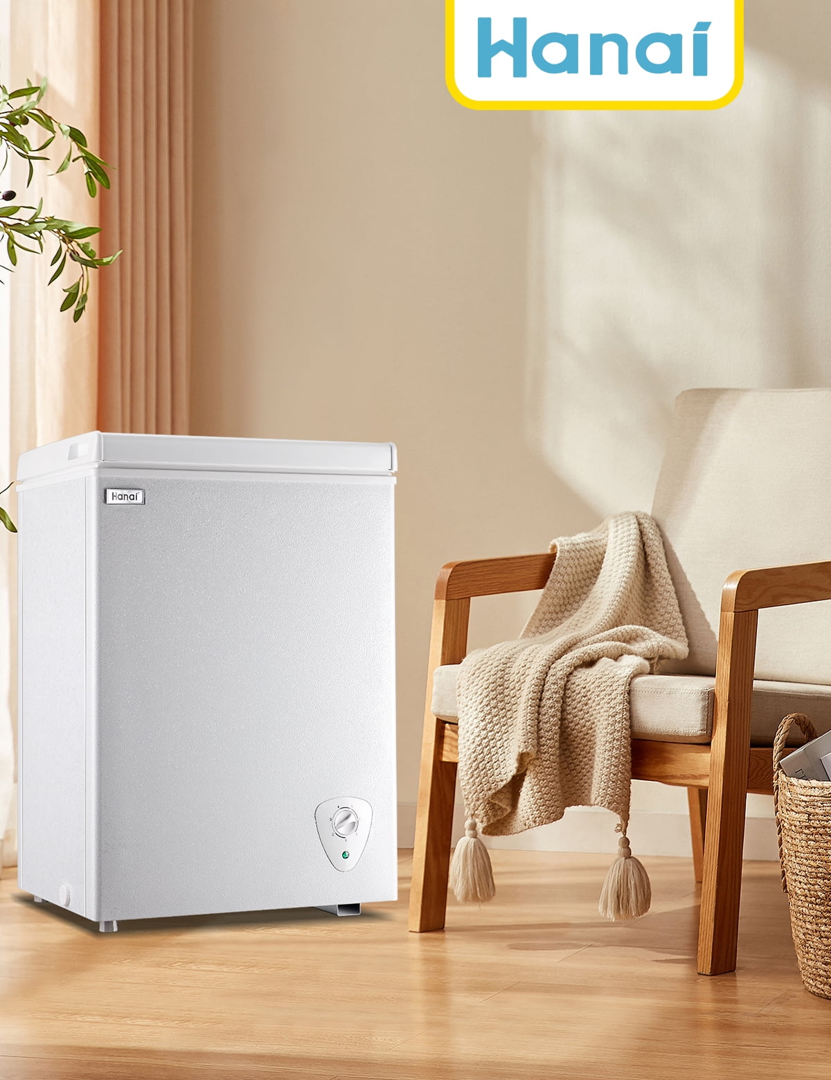 3.5 Cubic Feet Chest Freezer Small Deep Freezers with 7 Gears Temp Control Office Dorm Kitchen White