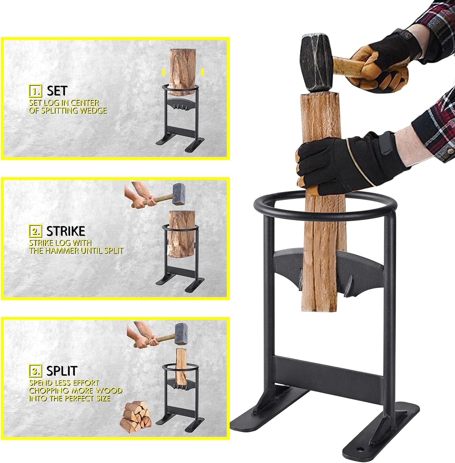 Aursear Firewood Splitter, Wood Splitter Wedge Manual Log Splitter, Kindling Cracker Splitter