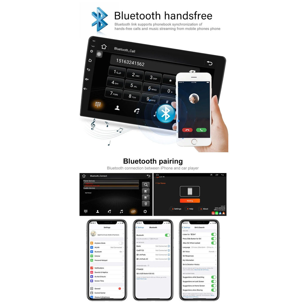 2+32G Android Radio Stereo fit 2007-2012 Toyota Yaris 9" 1280*720 HD in-Dash GPS Navigation CarPlay Android Auto