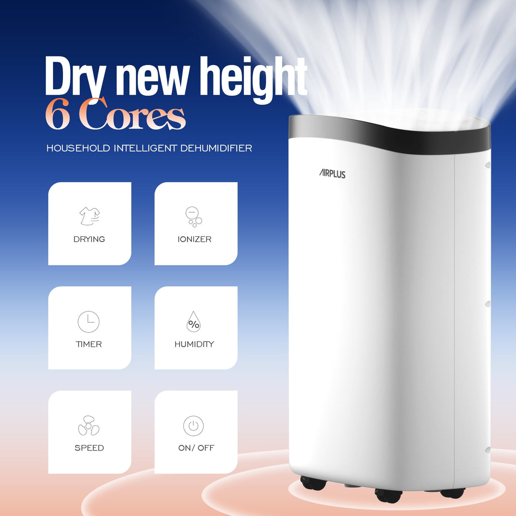 AIRPLUS Dehumidifiers, 30 Pint Dehumidifiers with Drain Hose, 1,500 Sq. ft. Dehumidifier for Home, Rebuilt Dehumidifiers for Basement, AP1907, White