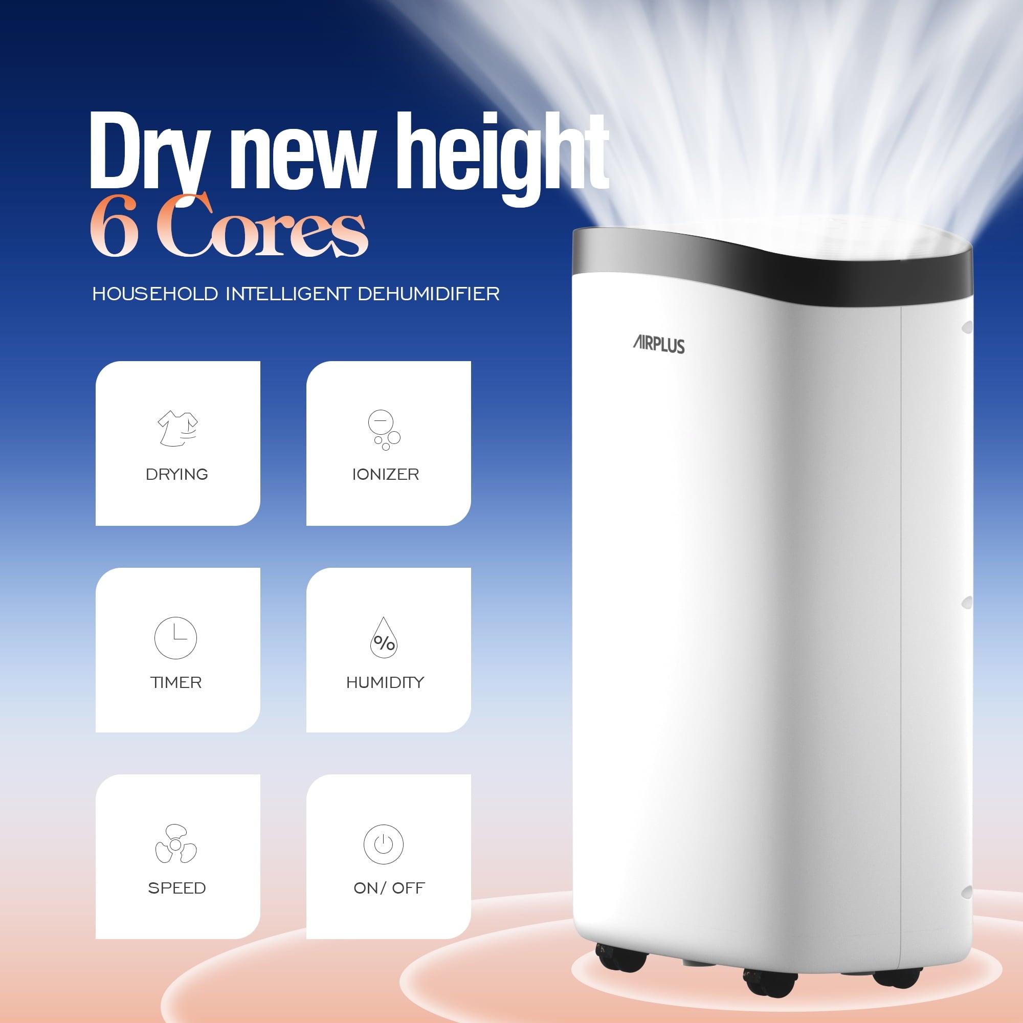 AIRPLUS Dehumidifiers, 30 Pint Dehumidifiers with Drain Hose, 1,500 Sq. ft. Dehumidifier for Home, Rebuilt Dehumidifiers for Basement, AP1907, White