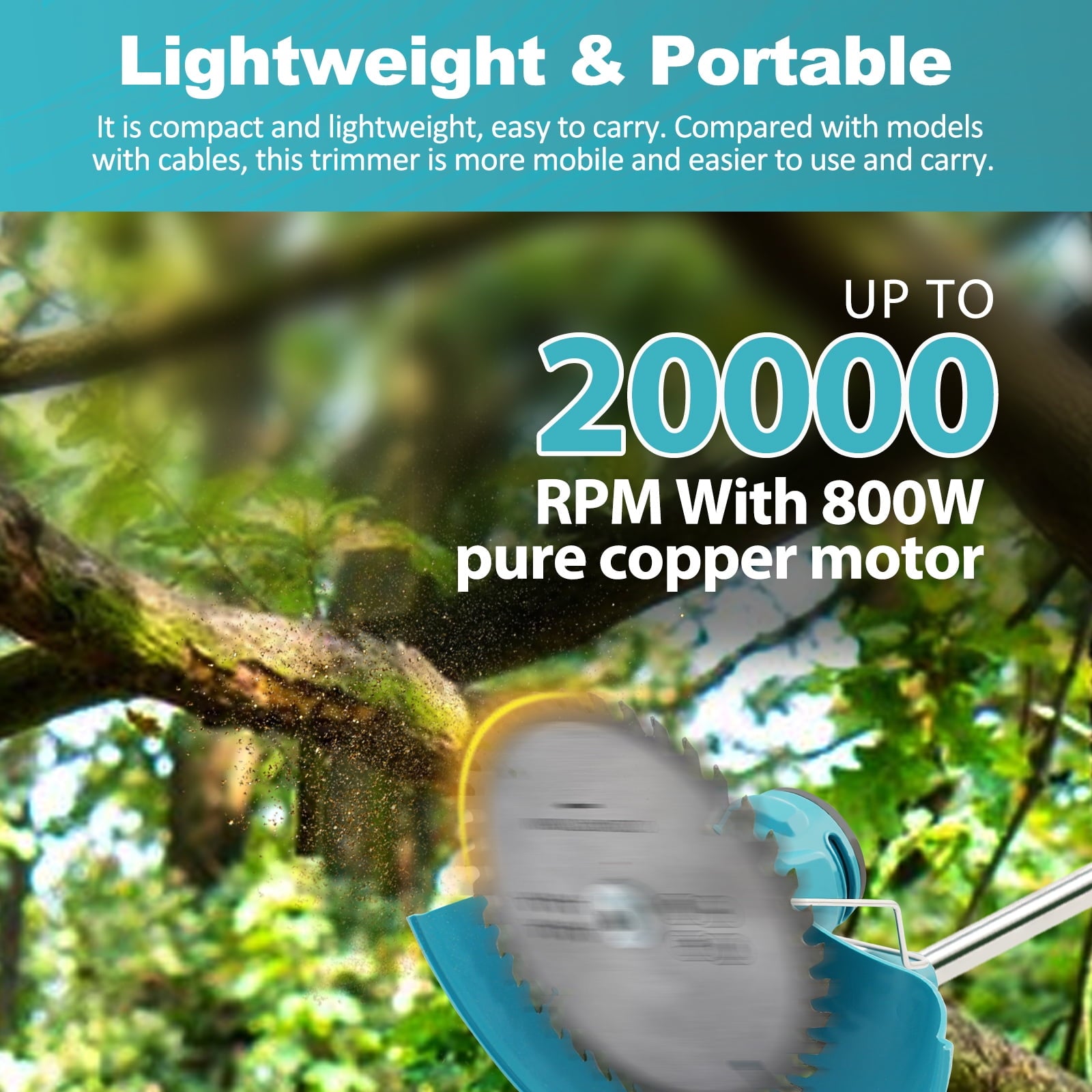 24V 800W Electric Grass Trimmer Cordless With Brushless Electric Machine, Battery Weed Eater, Electric Weed Wacker, Lawn Mower Cordless Pruning Cutter Weed Wacker Garden Trimming Tool