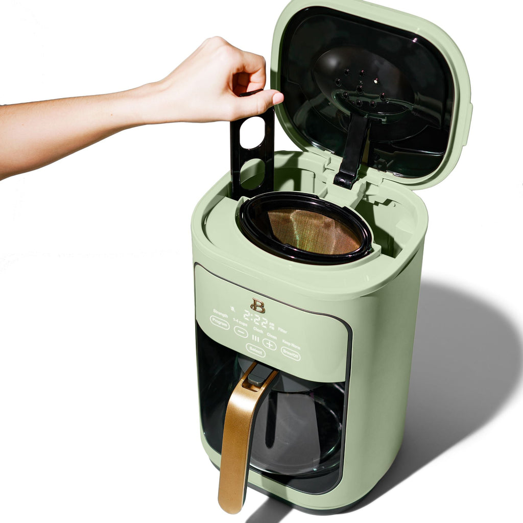 Beautiful 14-Cup Programmable Drip Coffee Maker with Touch-Activated Display, White Icing by Drew Barrymore