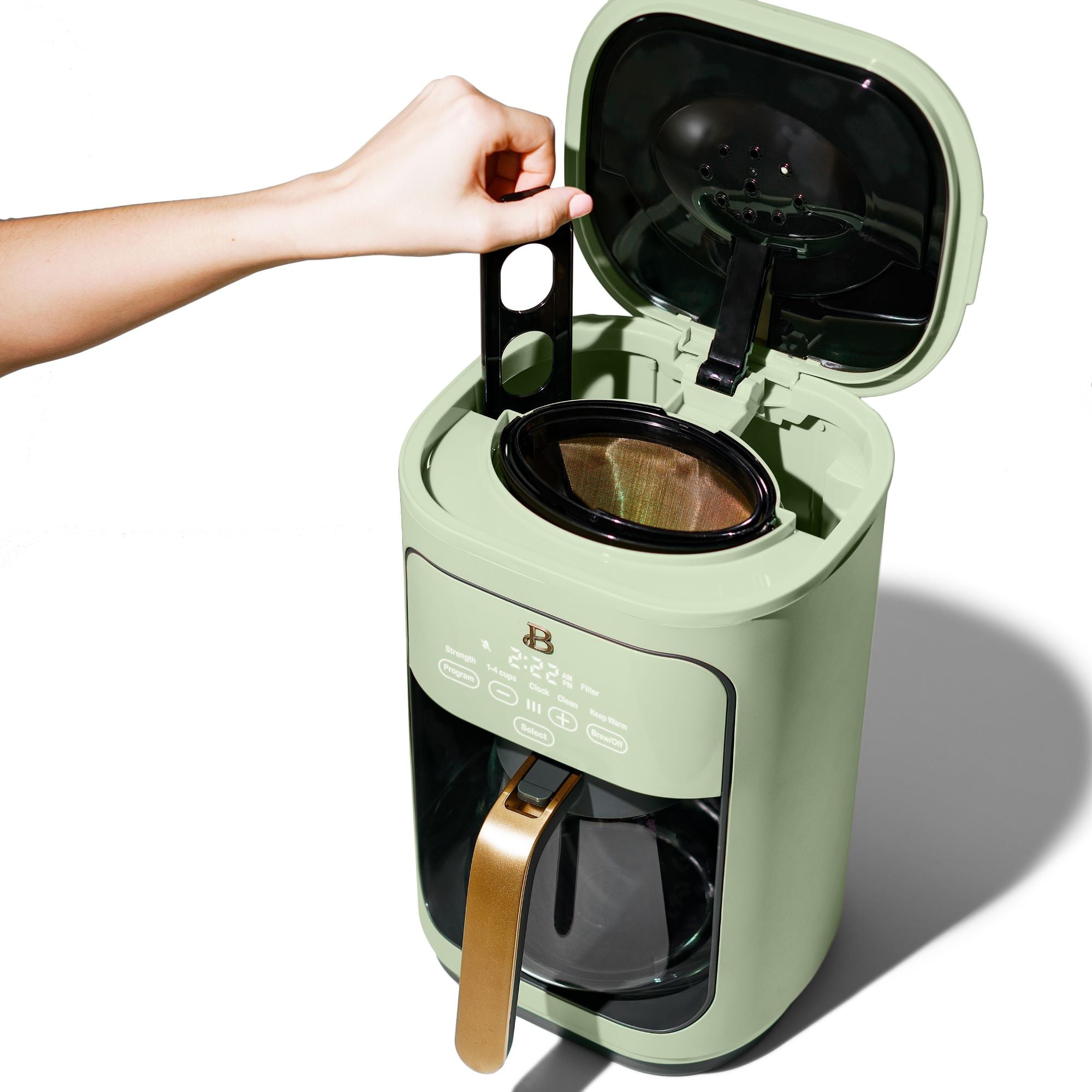 Beautiful 14-Cup Programmable Drip Coffee Maker with Touch-Activated Display, White Icing by Drew Barrymore