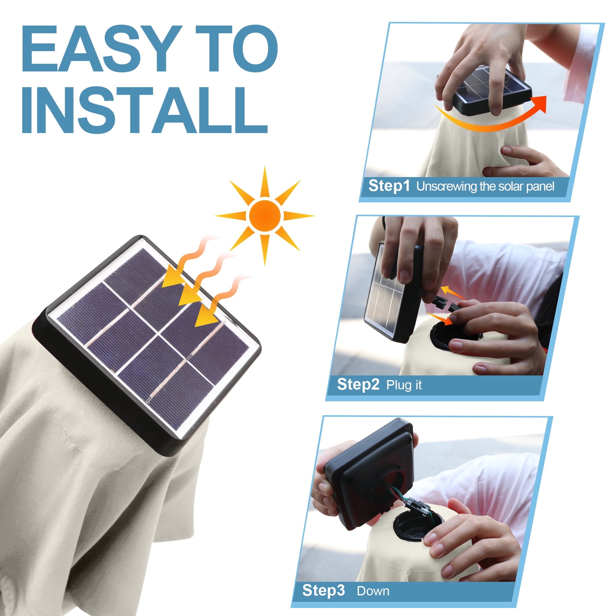 ABCCANOPY 7.5ft Patio Solar Umbrella LED Outdoor Umbrella with Tilt and Crank, Turquoise