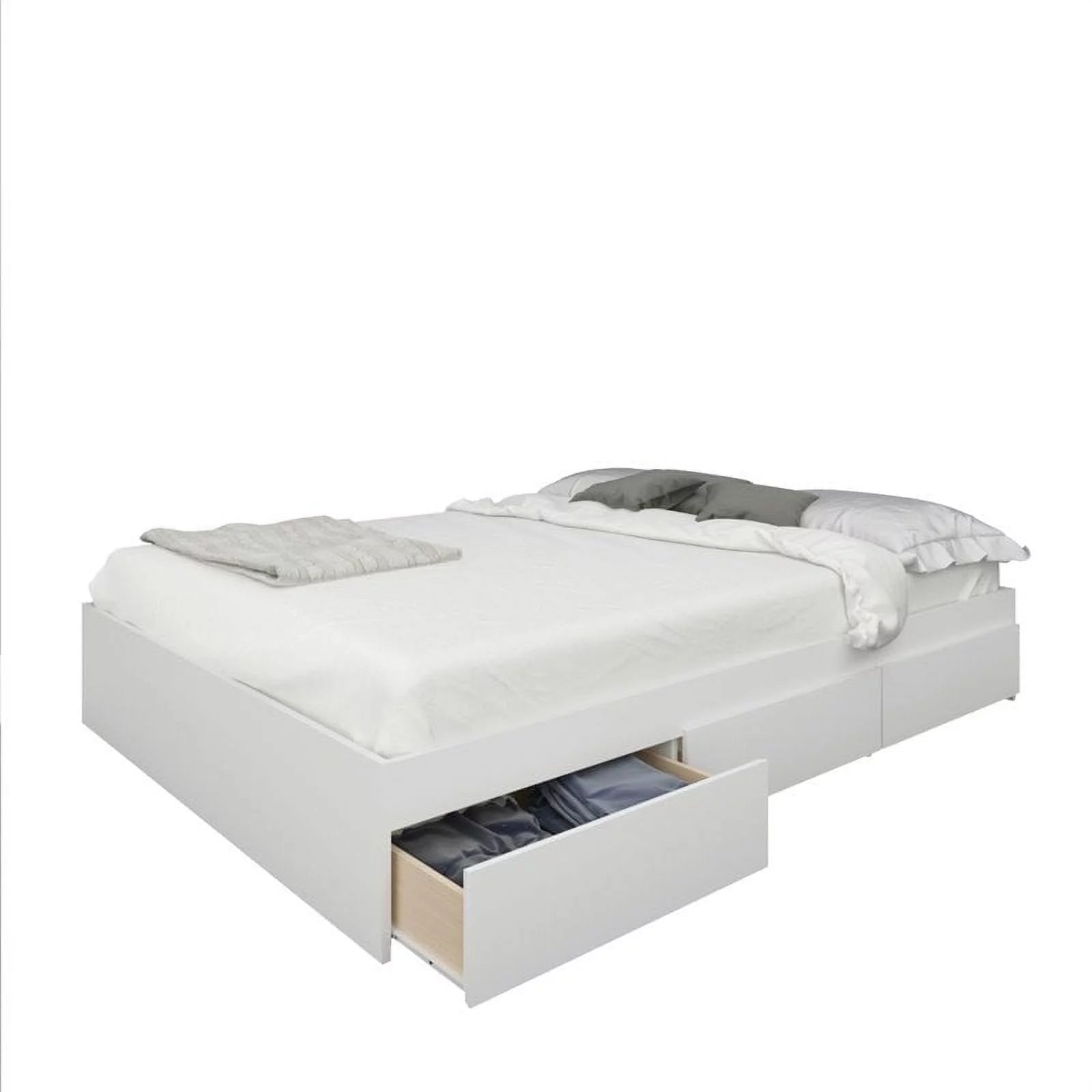 Atlin Designs Modern Wood 2 Piece Full Size Storage Bedroom Set in White