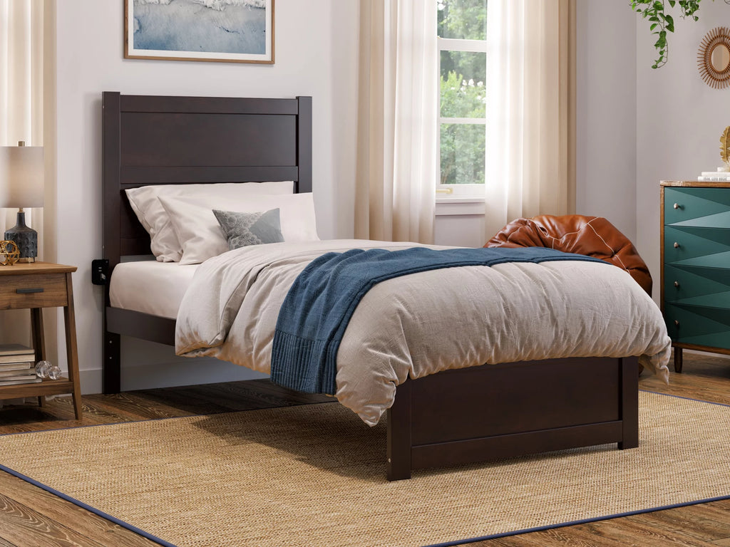 AFI NoHo 14" Twin XL Wood Platform Bed with Modern Panel Headboard & Footboard, Espresso