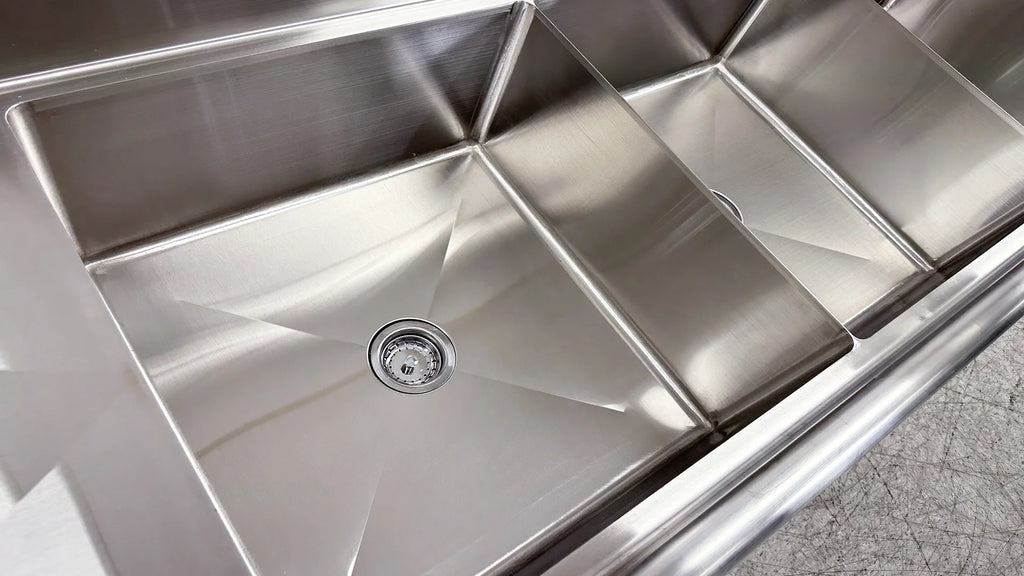 120 in. Stainless Steel 3 Compartment Sink, Freestanding Commercial Sink, NSF Certified