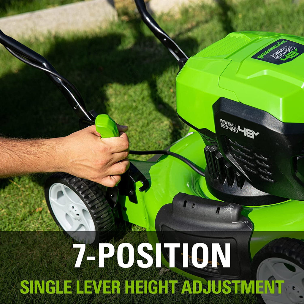 Greenworks 2 x 24V (48V) 19" Brushless Push Lawn Mower, 2 x 4.0Ah USB Batteries and Dual Port Rapid Charger Included