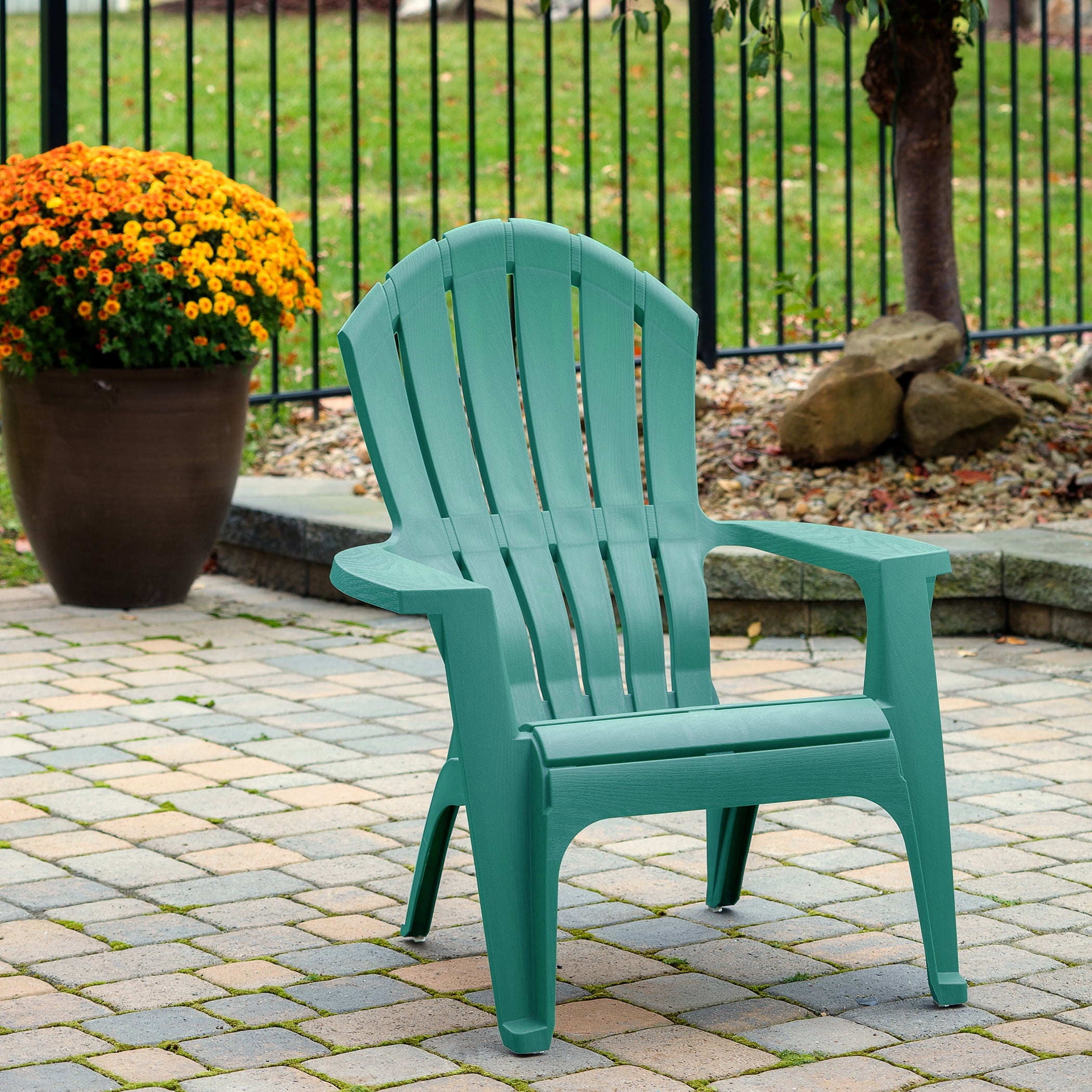 Adams Manufacturing RealComfort Outdoor Resin Stackable Adirondack Chair  Gray
