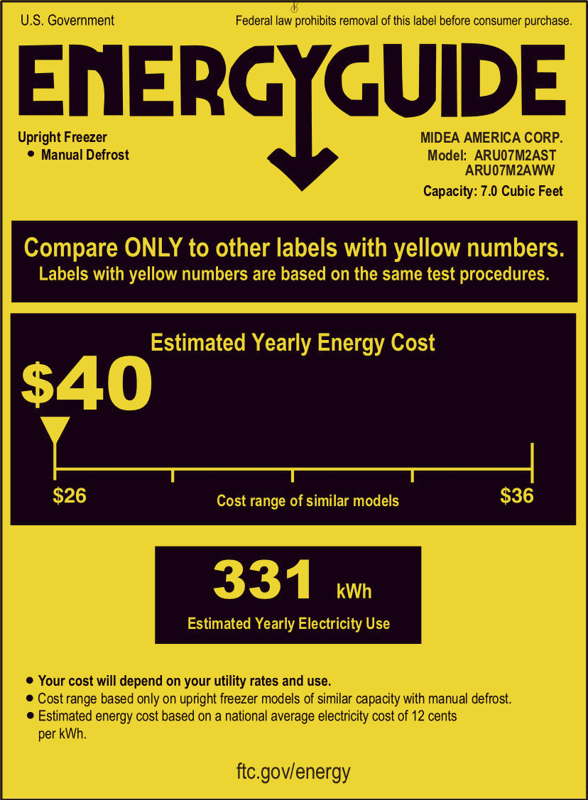 Arctic King 7.0 Cu ft Upright Freezer, White, ARU07M2AWW