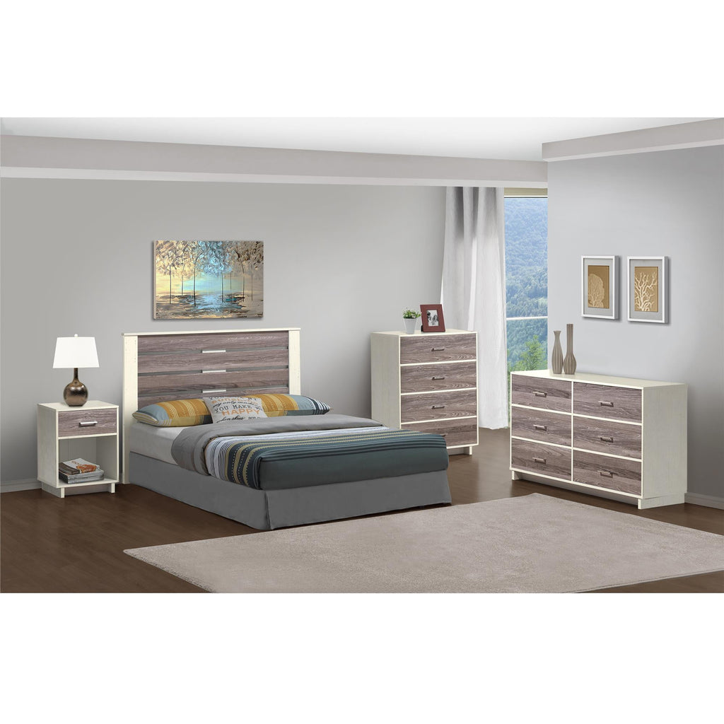 Ameriwood Home Lennon Tall 5 Drawer Dresser, Medium Brown and Faux Rattan