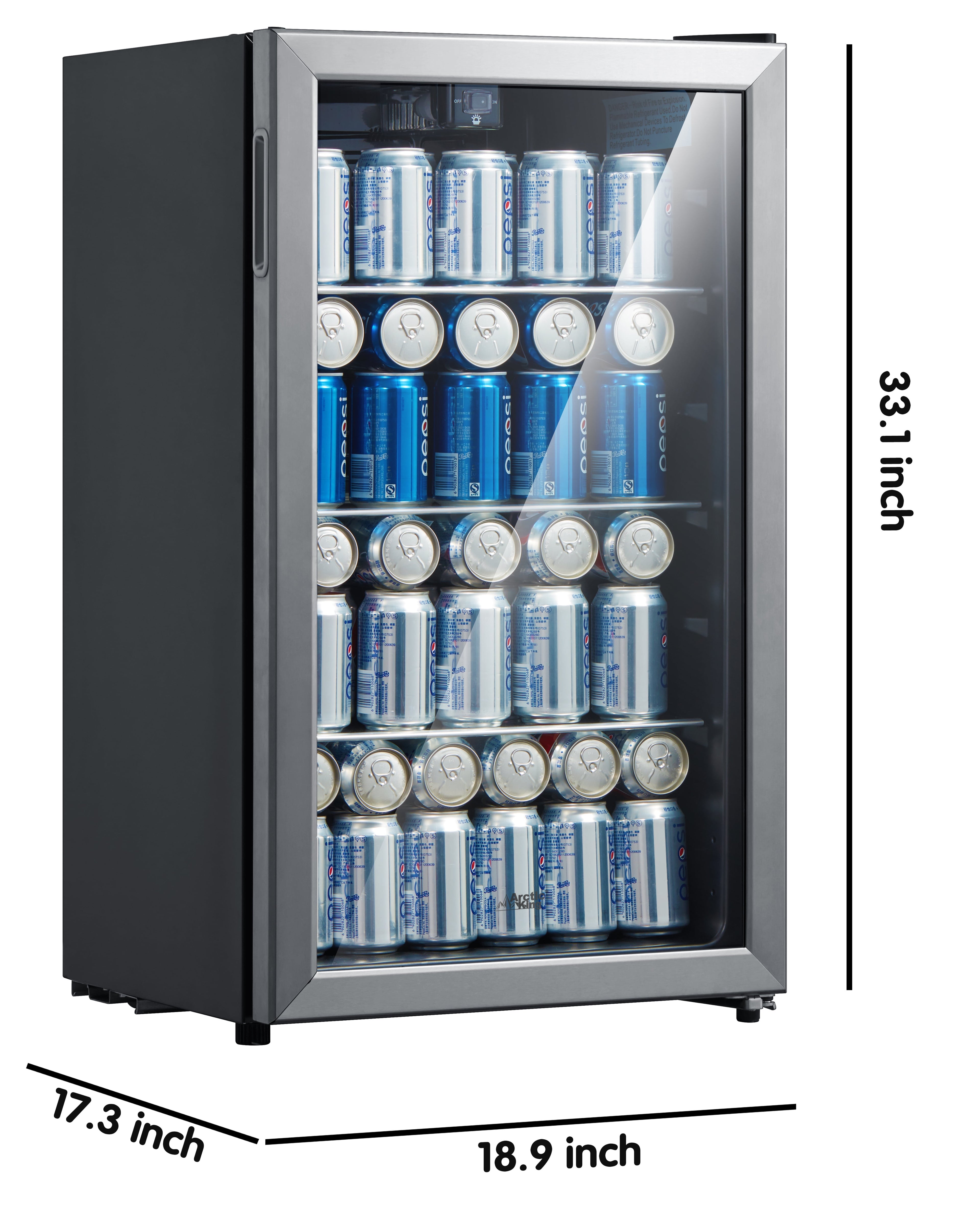 Arctic King 115 Can Beverage Fridge, Stainless Steel look Frame