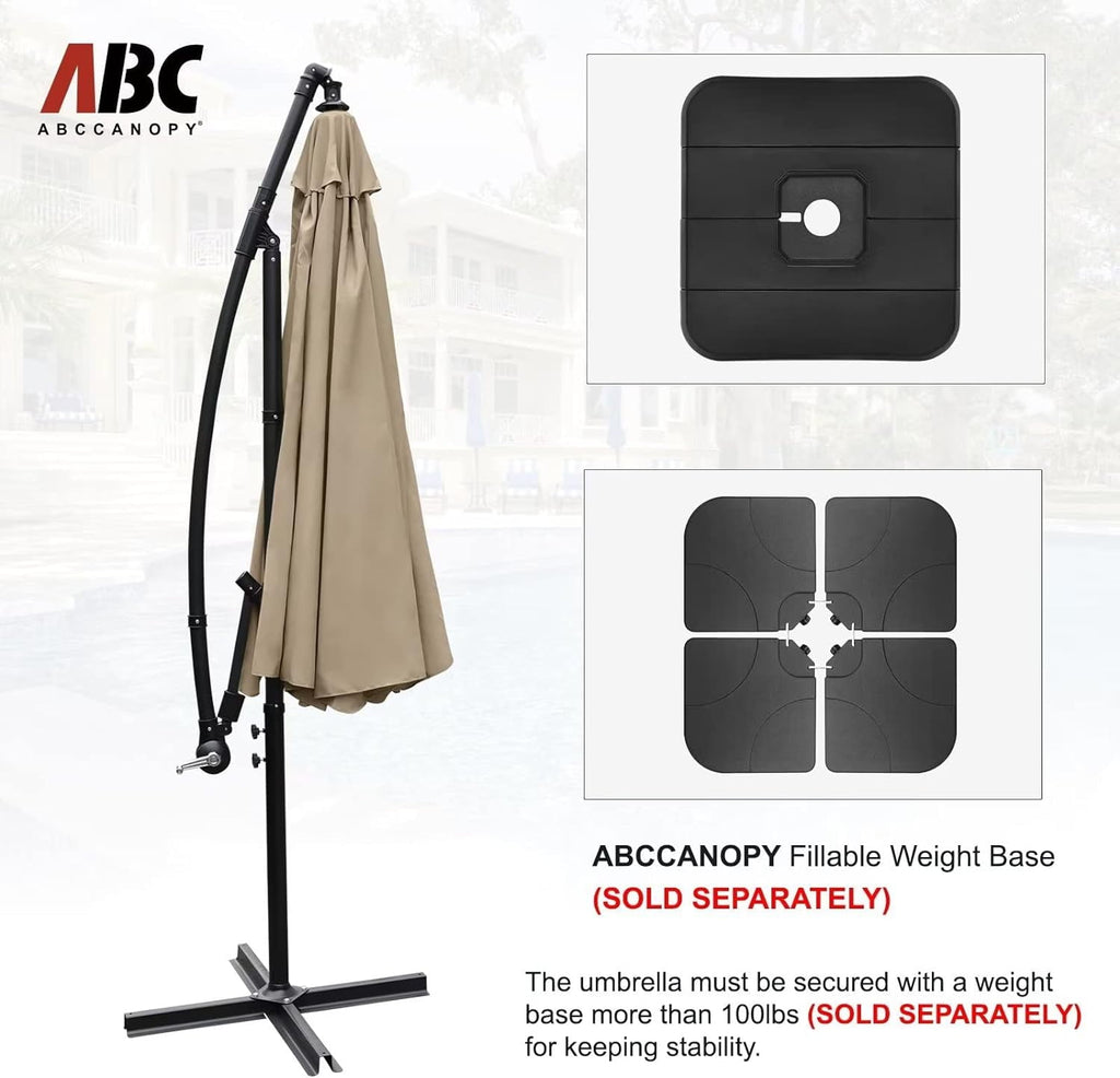 ABCCANOPY 10 FT Patio Umbrellas with Crank & Cross Base for Garden, Backyard, Pool and Beach, 12+ Colors(Turquoise)